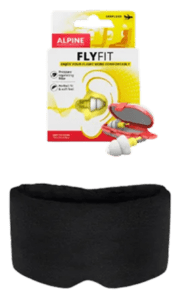 Alpine FlyFit ørepropper med etui og sort sovemaske til rejse